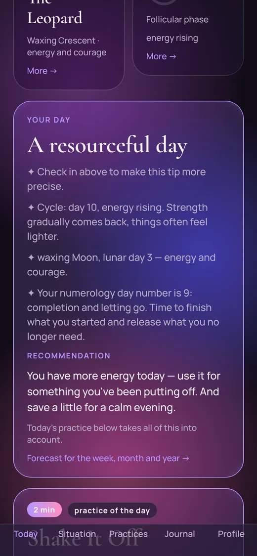 Your day summary with a recommendation